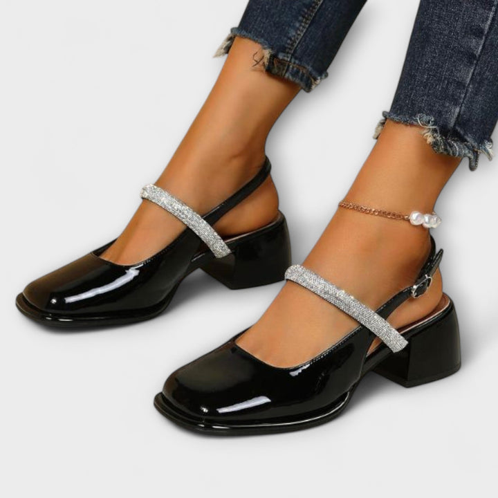 Celandra - Mary Janes met Glittersbanden en Blokhak