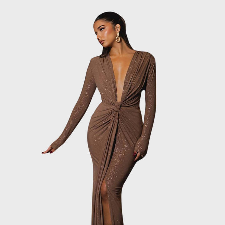 Thea - Maxidress met diepe V-hals