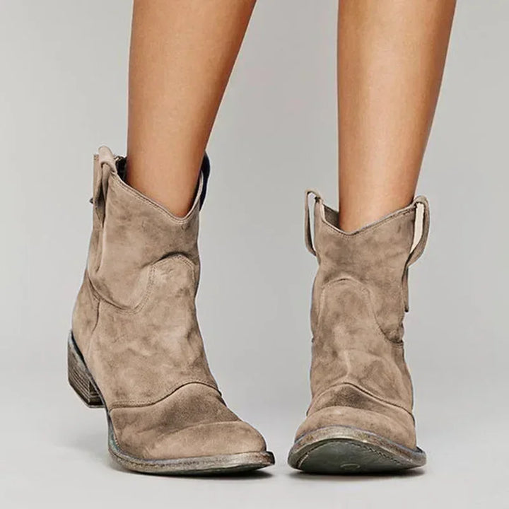 Hanne | Suède cowboybottines met blokhak voor dames