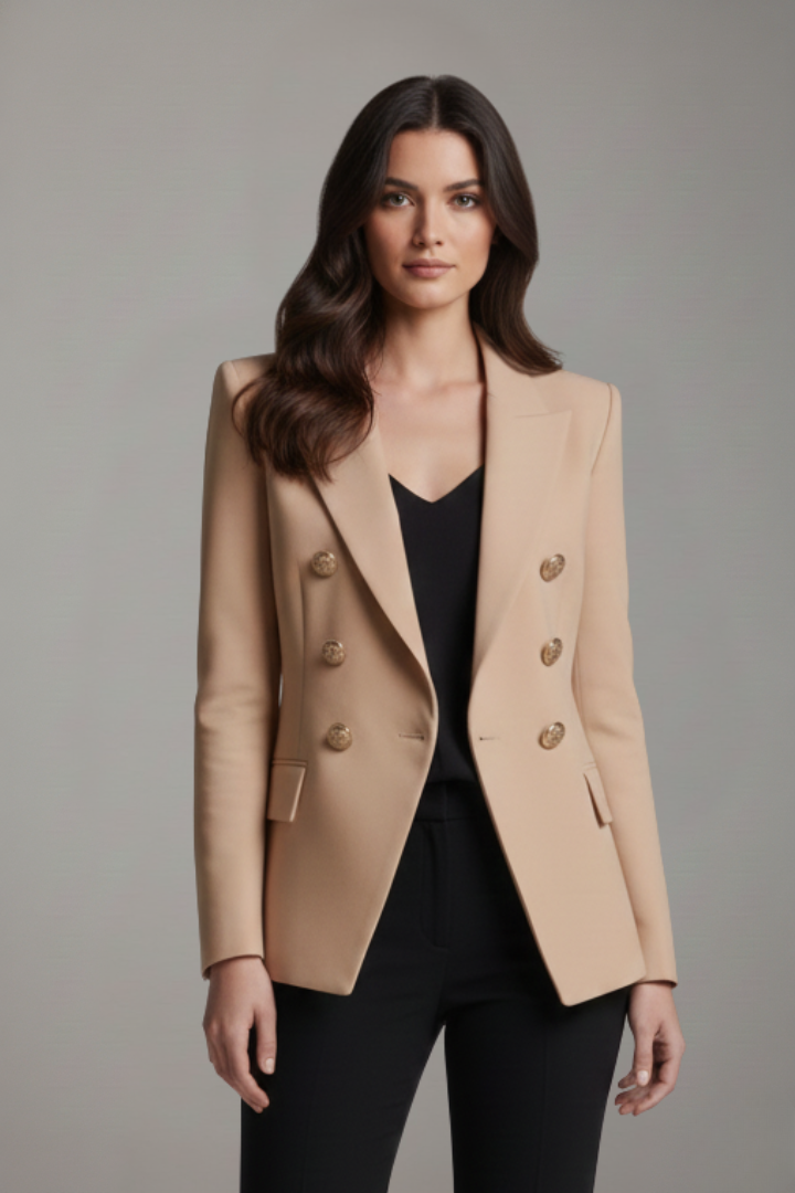 Rebecca | Getailleerde double-breasted blazer met goudkleurige knopen voor dames