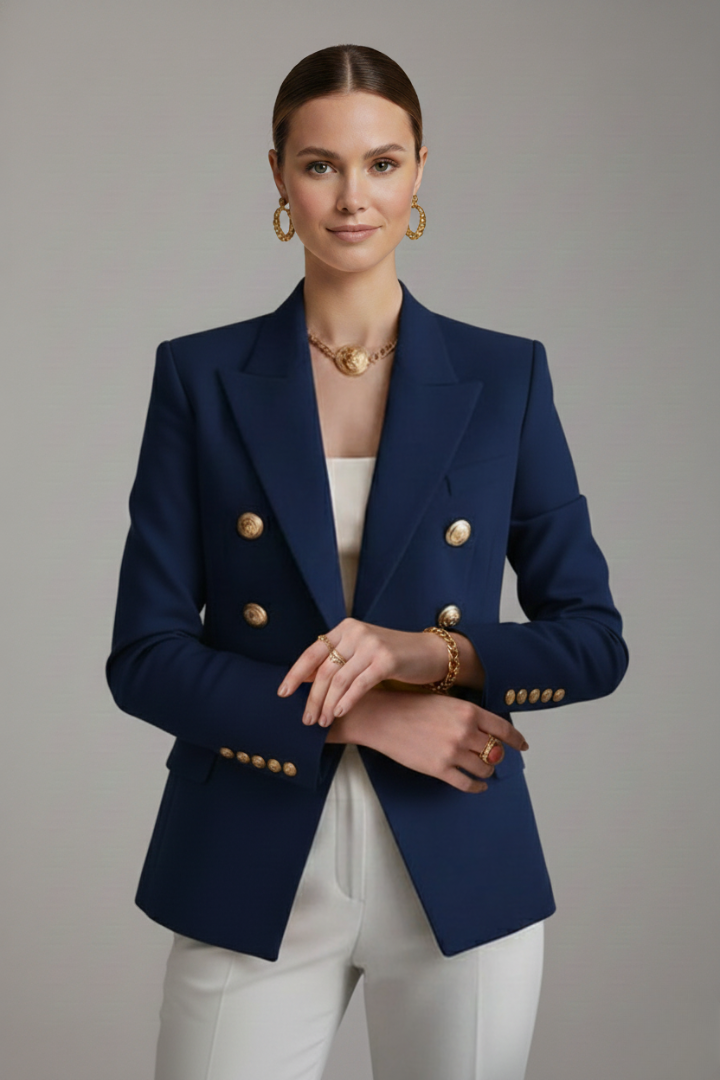 Rebecca | Getailleerde double-breasted blazer met goudkleurige knopen voor dames