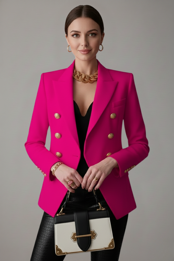 Rebecca | Getailleerde double-breasted blazer met goudkleurige knopen voor dames
