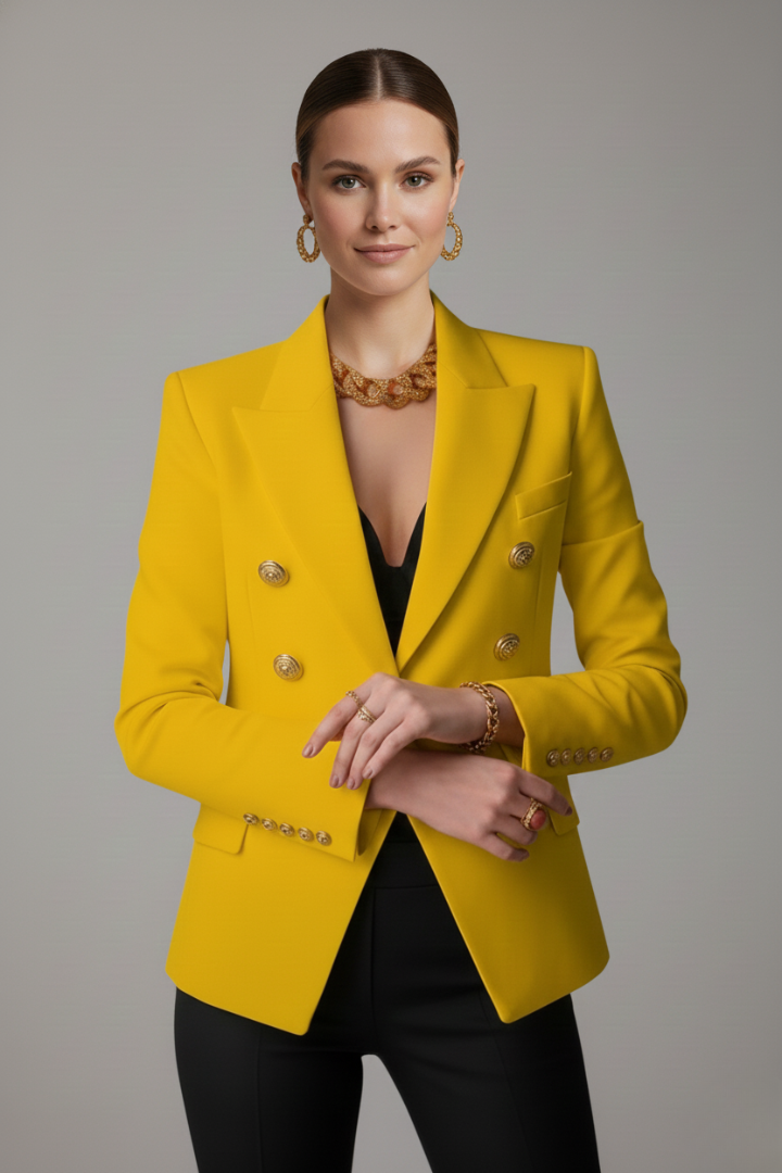 Rebecca | Getailleerde double-breasted blazer met goudkleurige knopen voor dames