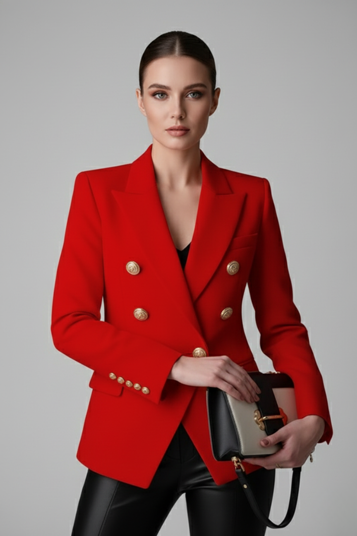 Rebecca | Getailleerde double-breasted blazer met goudkleurige knopen voor dames