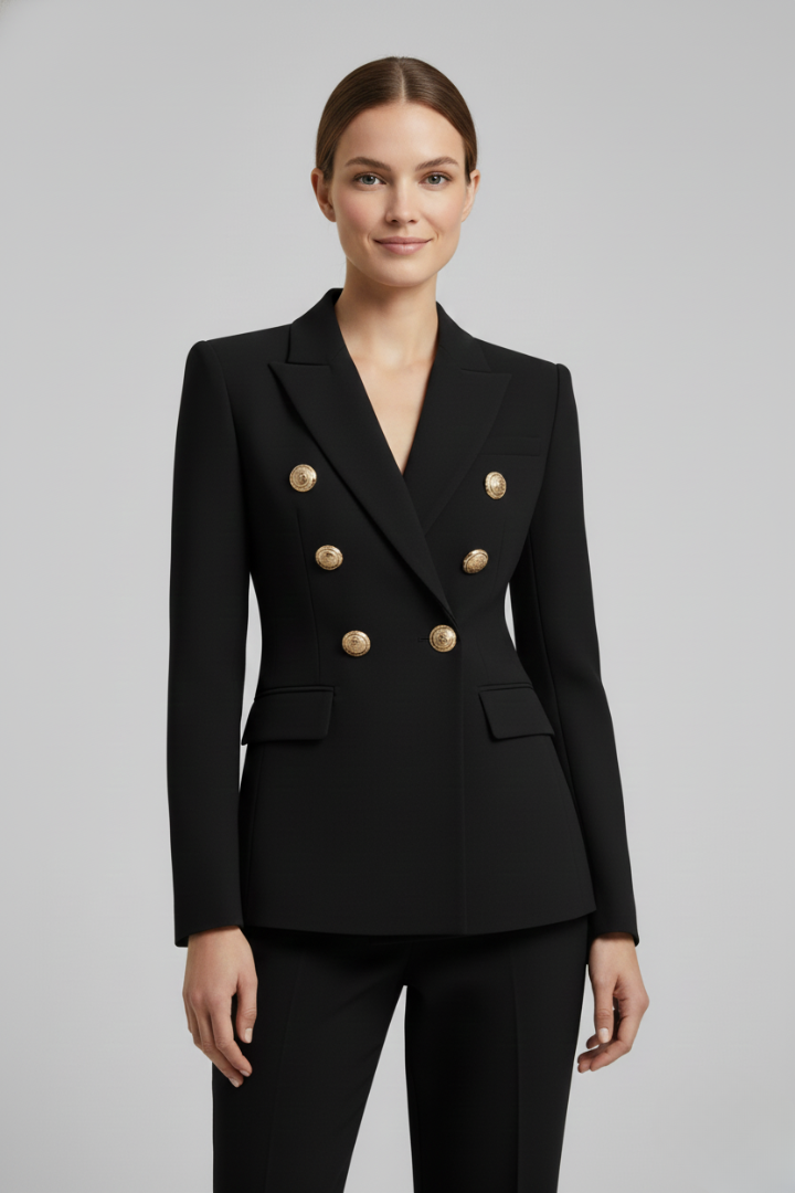 Rebecca | Getailleerde double-breasted blazer met goudkleurige knopen voor dames