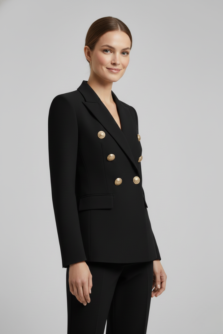 Rebecca | Getailleerde double-breasted blazer met goudkleurige knopen voor dames