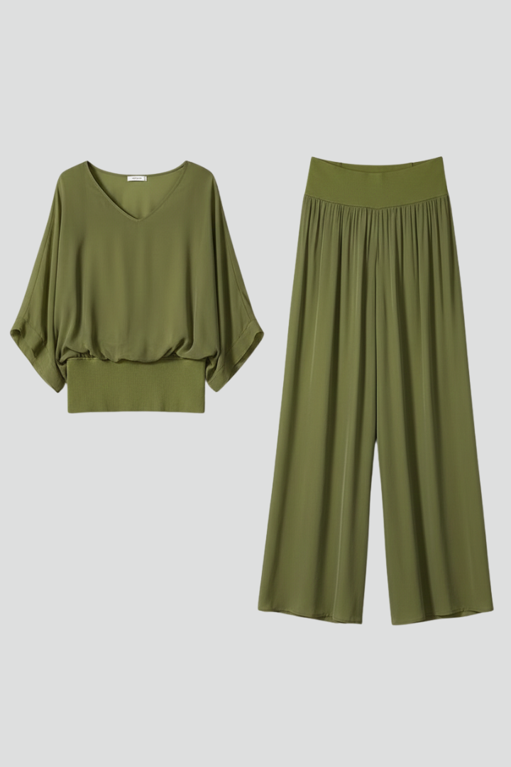 Florencia | Chiffon set met wijde broek voor dames