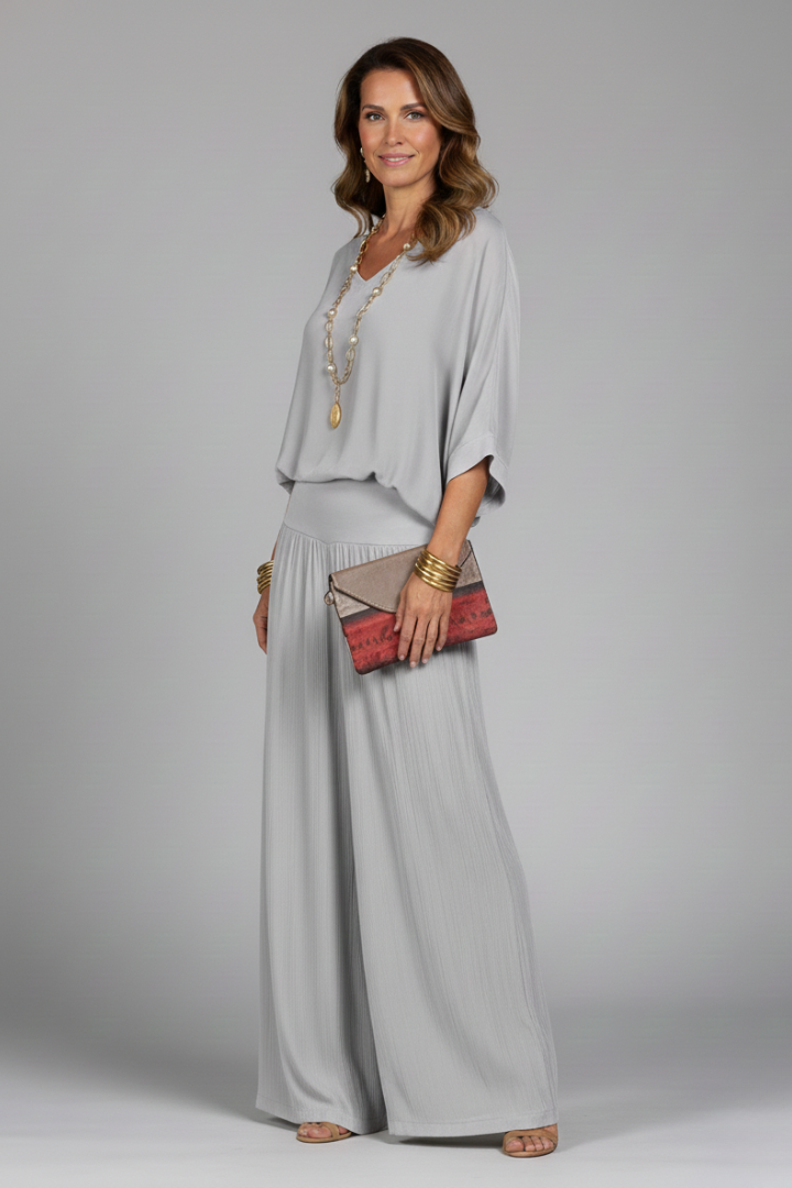 Florencia | Chiffon set met wijde broek voor dames