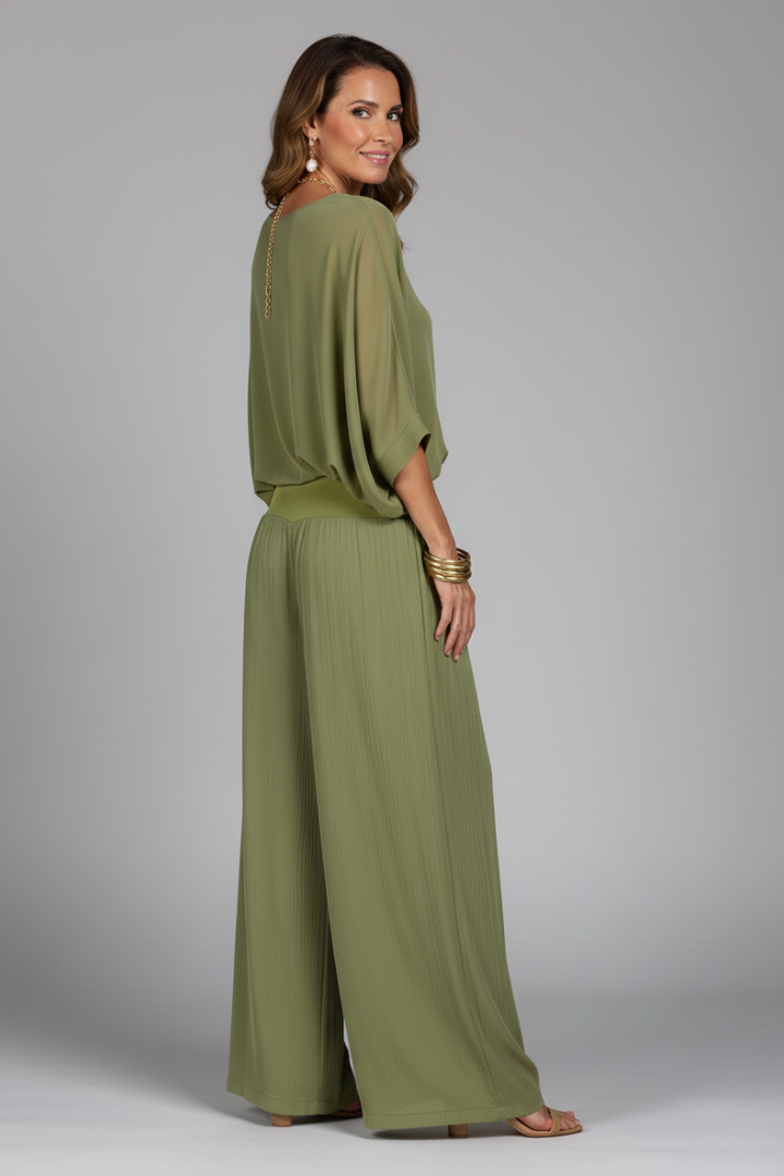 Florencia | Chiffon set met wijde broek voor dames