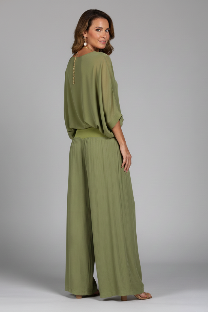 Florencia | Chiffon set met wijde broek voor dames