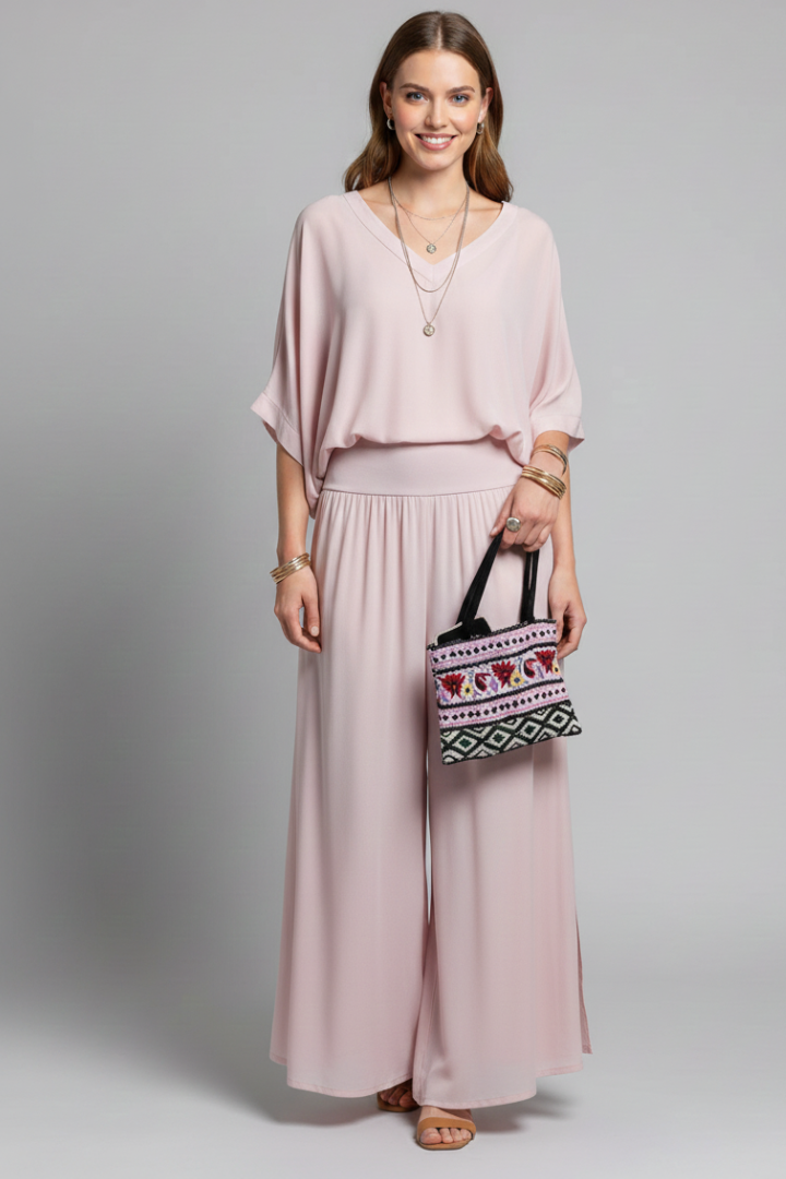 Florencia | Chiffon set met wijde broek voor dames