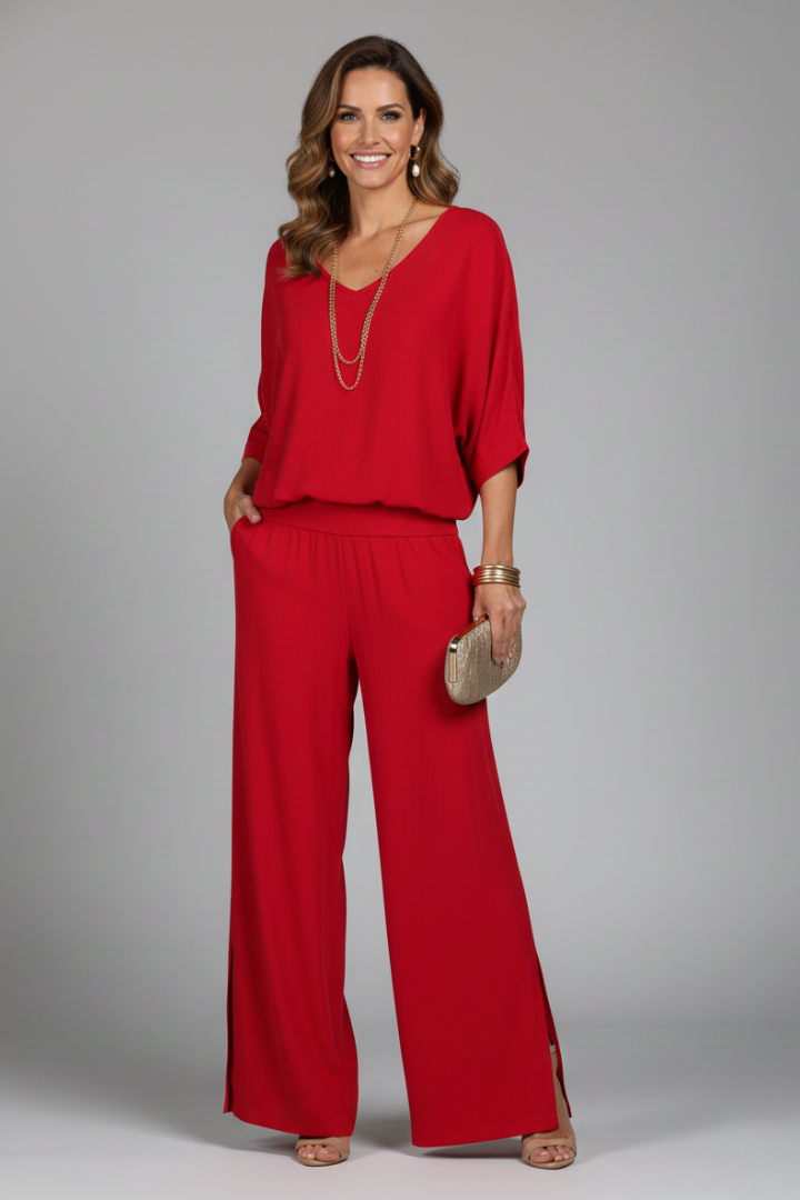 Florencia | Chiffon set met wijde broek voor dames