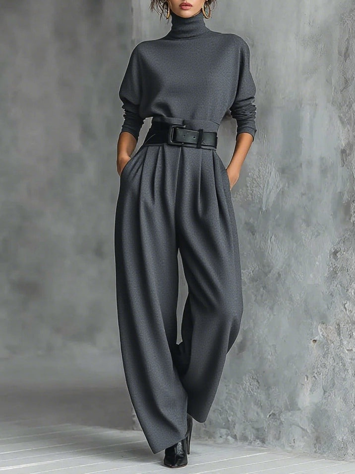 Lisa | Jumpsuit met hoge hals en wijde pijpen voor dames