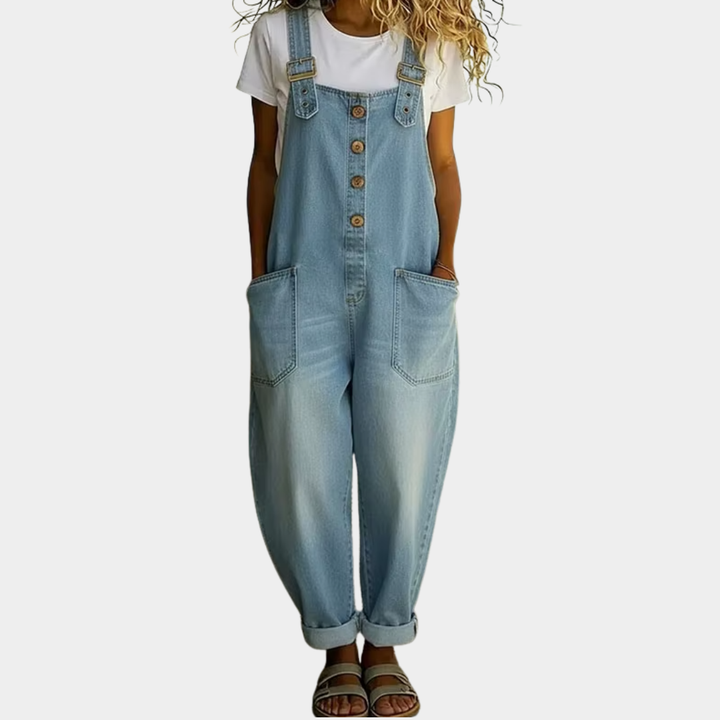 Ana - Vintage Jumpsuit van Zacht Katoen met Denim Uiterlijk
