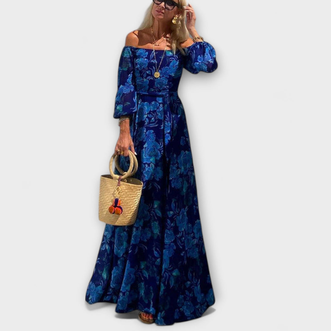 Juniper - Florale Off-Shoulder Smocked Maxikleid