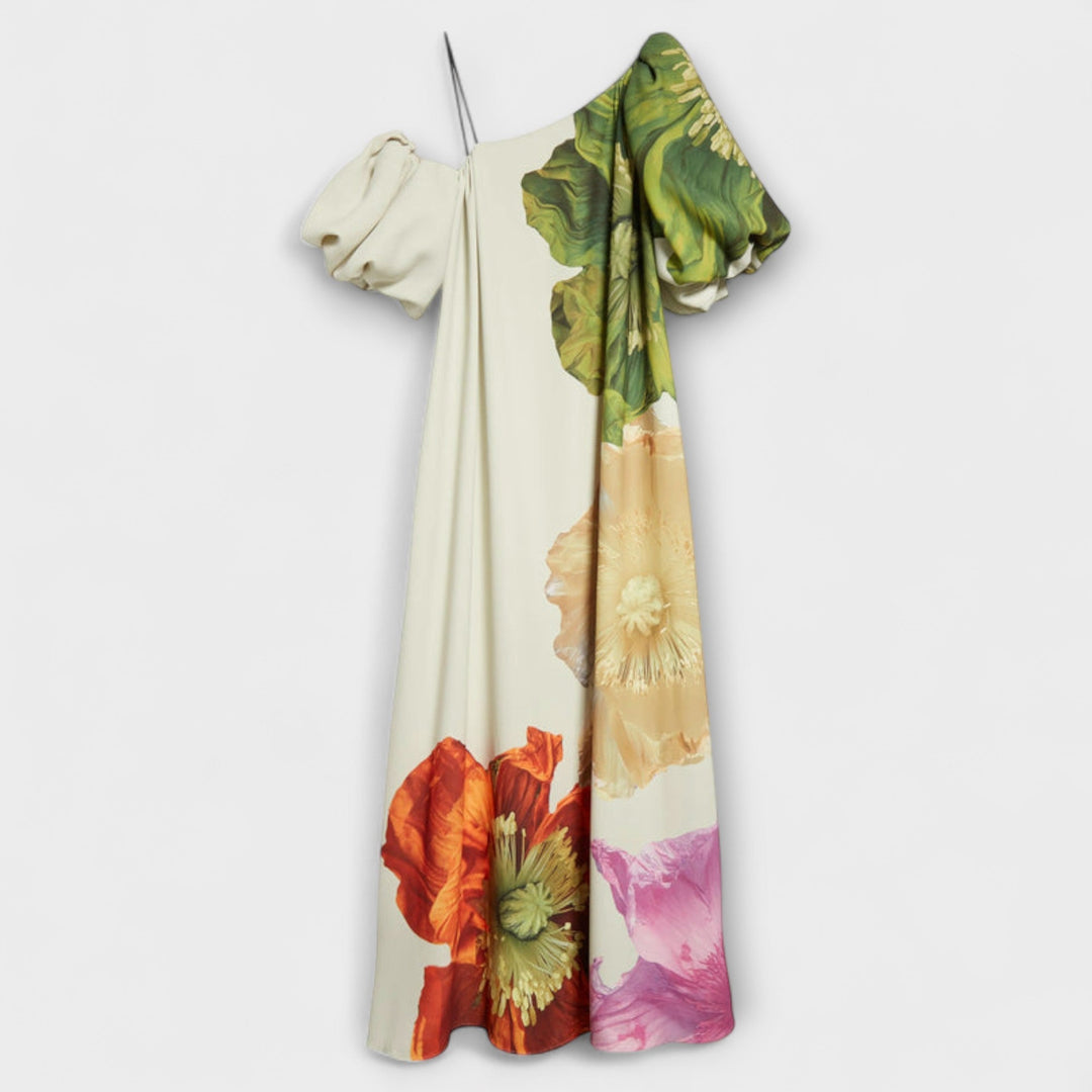 Melody - Asymmetrisch Floral-Maxikleid