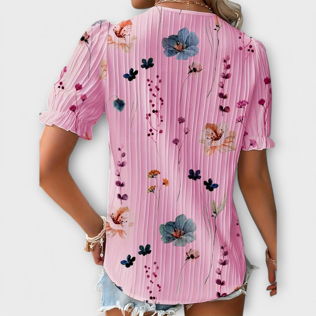 Emily - Modieuze Blouse met Puntige Uitsnijding