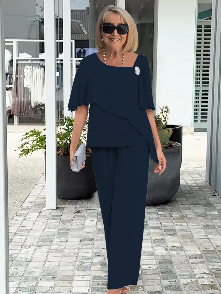 Arabel | Set met 7/8-broek en korte ruchemouwen voor dames