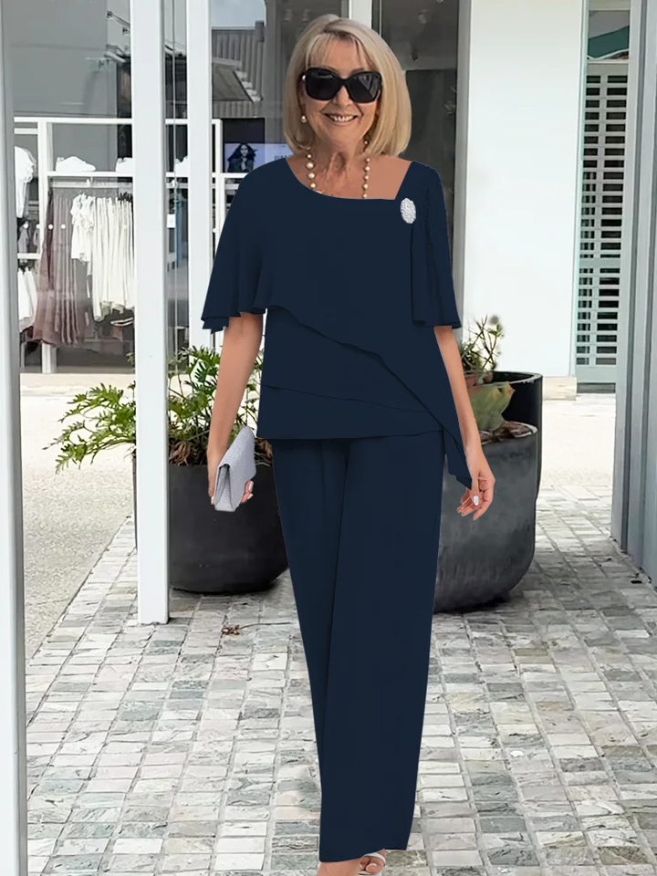 Arabel | Set met 7/8-broek en korte ruchemouwen voor dames