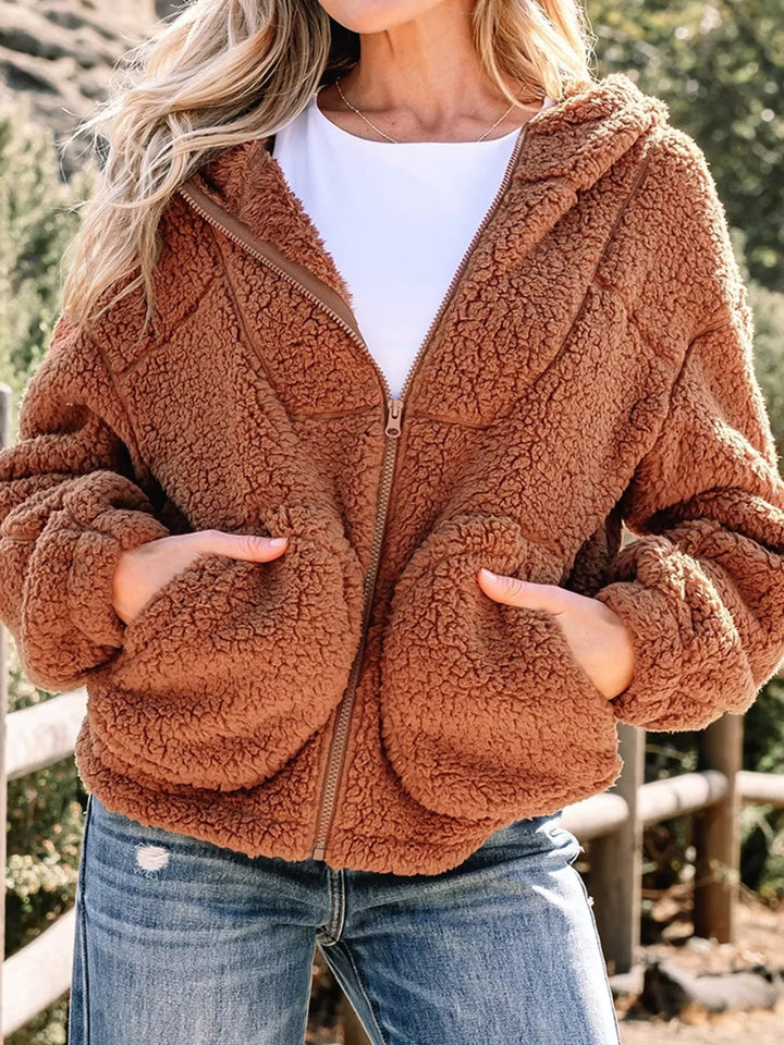 Aileen | Oversized teddyjas met rits voor dames