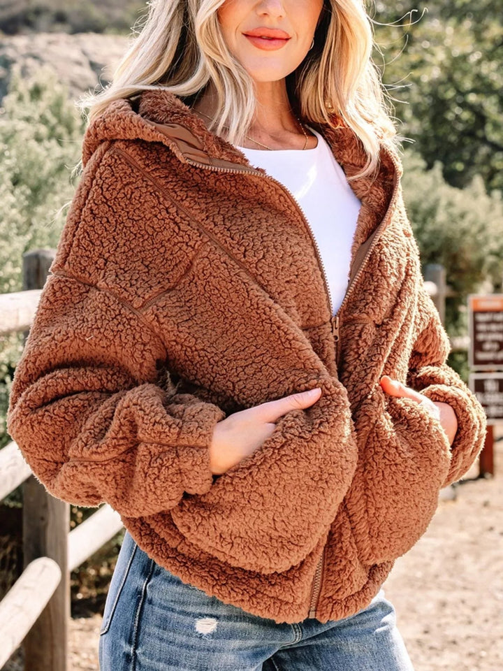 Aileen | Oversized teddyjas met rits voor dames