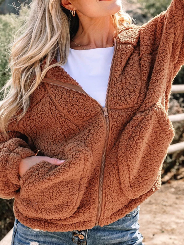 Aileen | Oversized teddyjas met rits voor dames