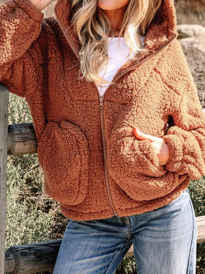 Aileen | Oversized teddyjas met rits voor dames