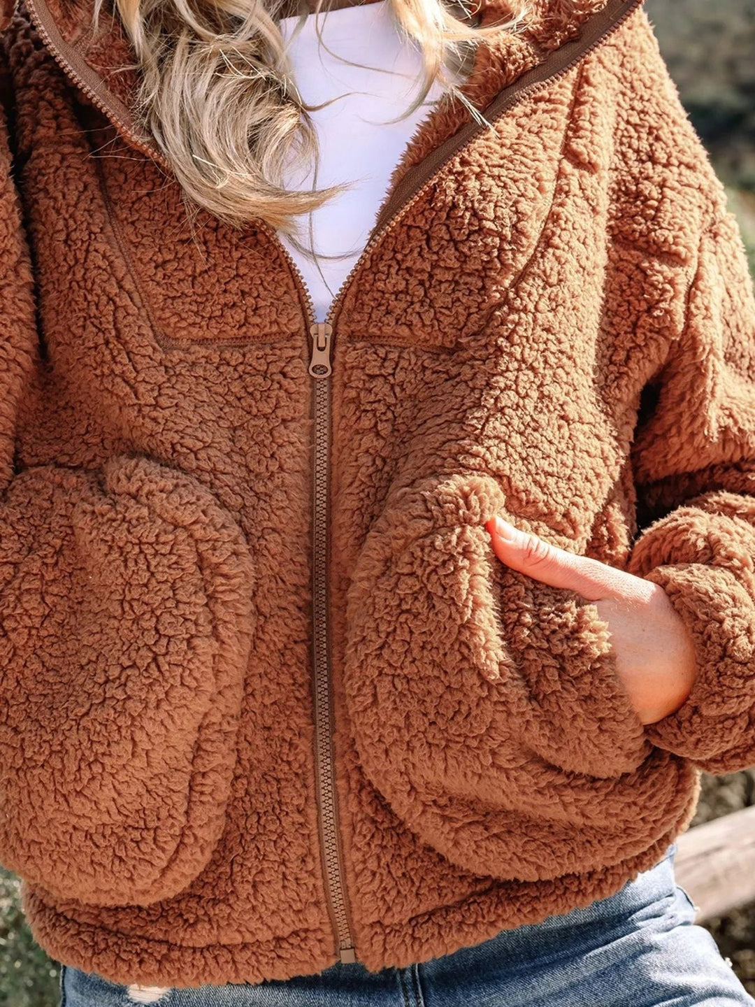 Aileen | Oversized teddyjas met rits voor dames