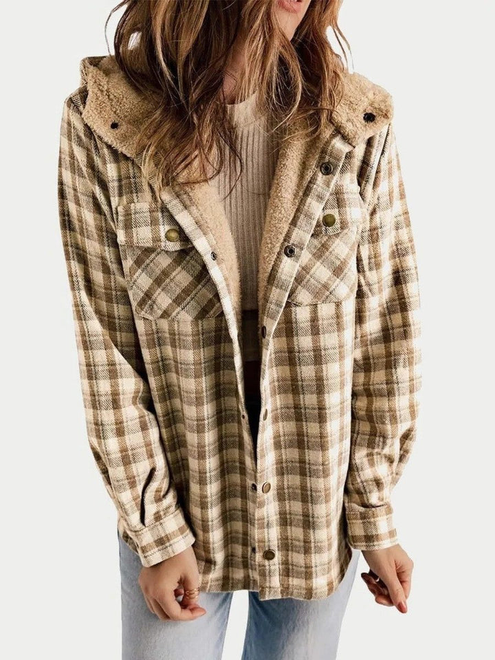 Alcina | Geruite oversized jas met kap voor dames