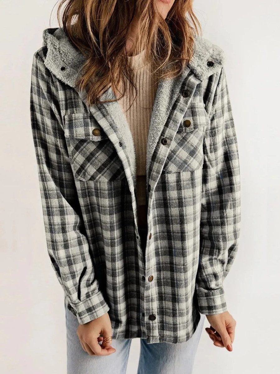 Alcina | Geruite oversized jas met kap voor dames