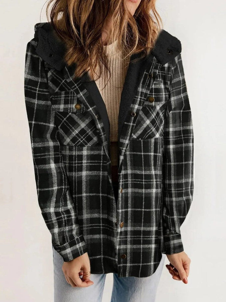 Alcina | Geruite oversized jas met kap voor dames