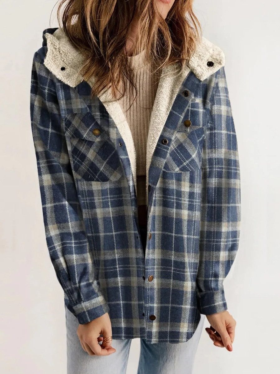Alcina | Geruite oversized jas met kap voor dames