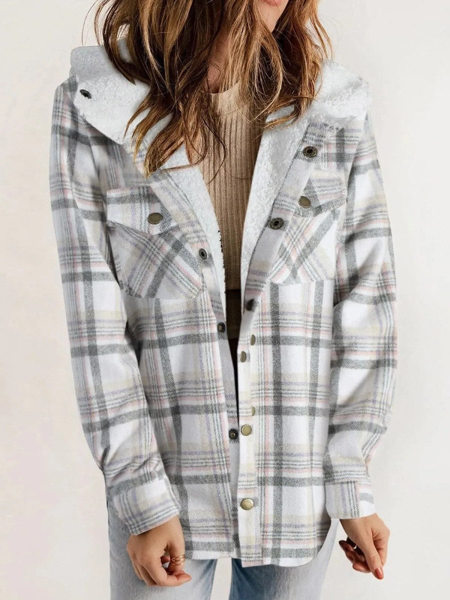 Alcina | Geruite oversized jas met kap voor dames