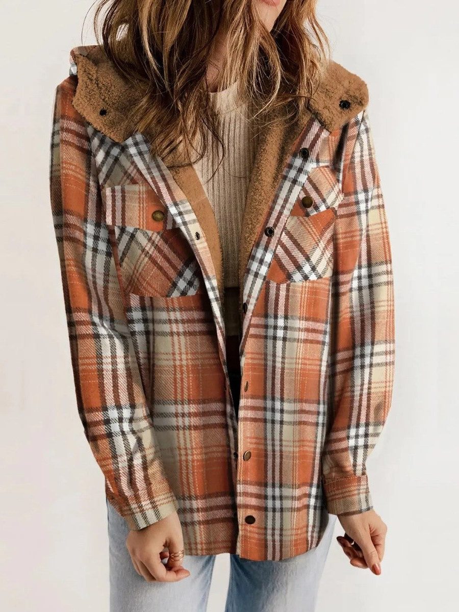 Alcina | Geruite oversized jas met kap voor dames