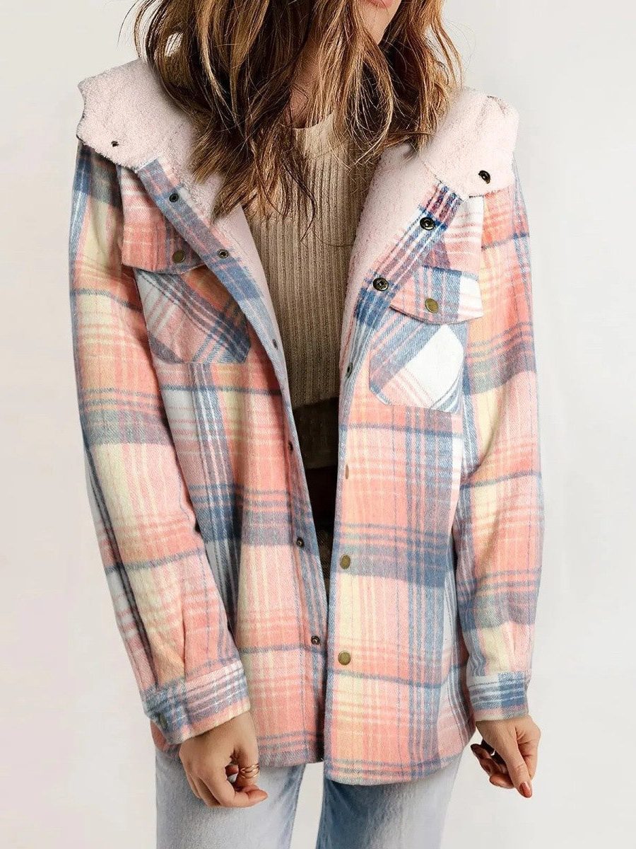 Alcina | Geruite oversized jas met kap voor dames