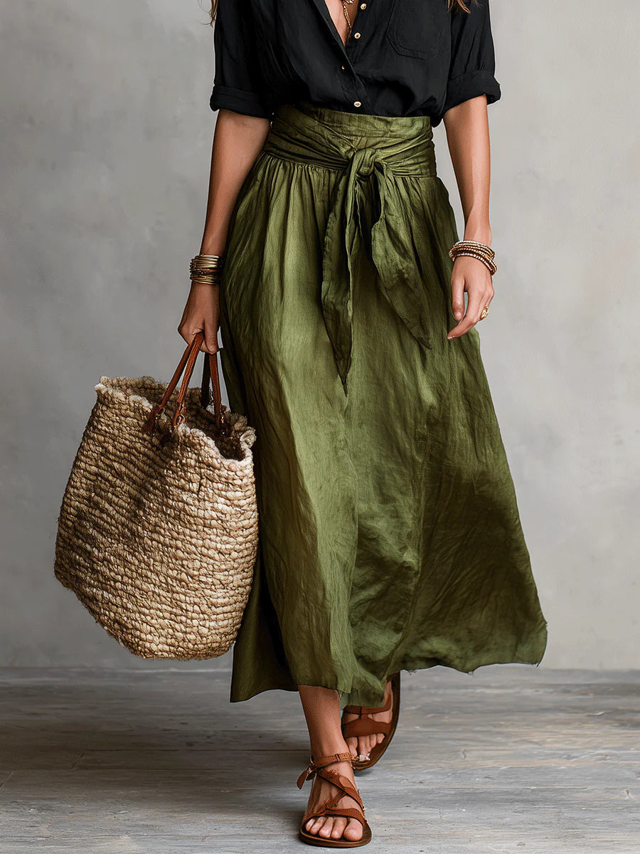 Anastasia | Set met knoopblouse en midirok in A-lijn voor dames