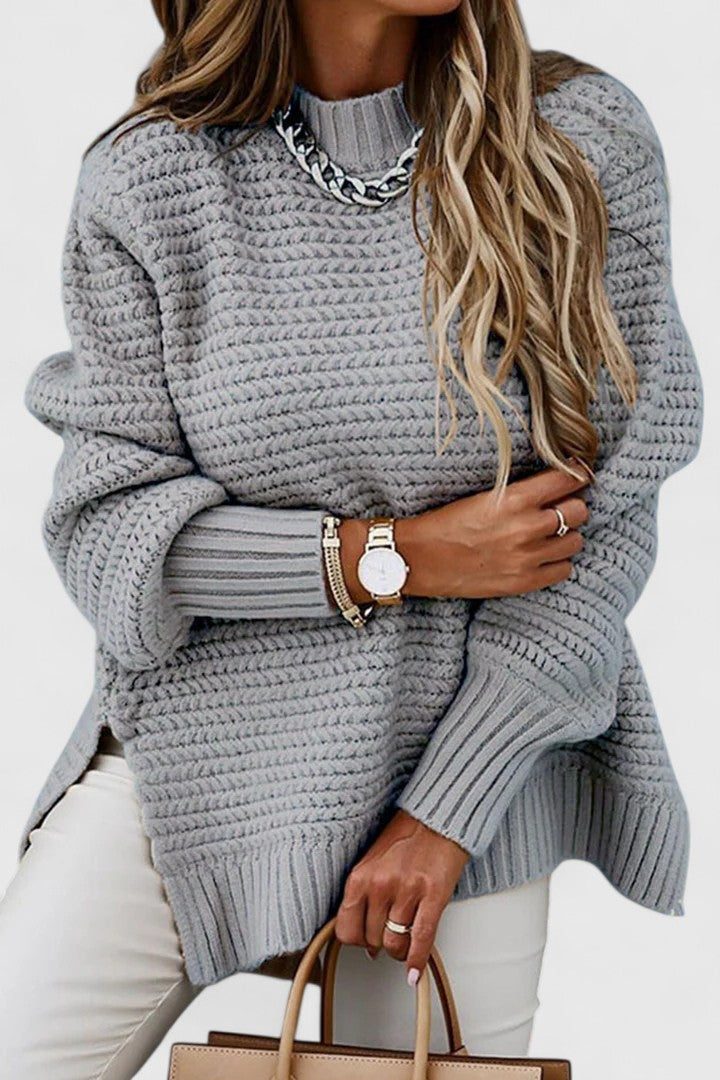 Arianne | Ribgebreide truiset met riem en colshirt voor dames