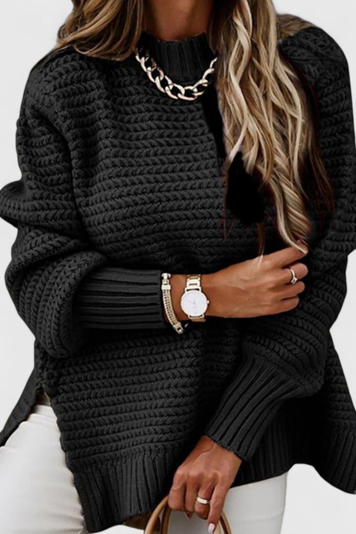 Arianne | Ribgebreide truiset met riem en colshirt voor dames