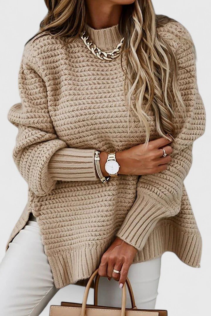 Arianne | Ribgebreide truiset met riem en colshirt voor dames
