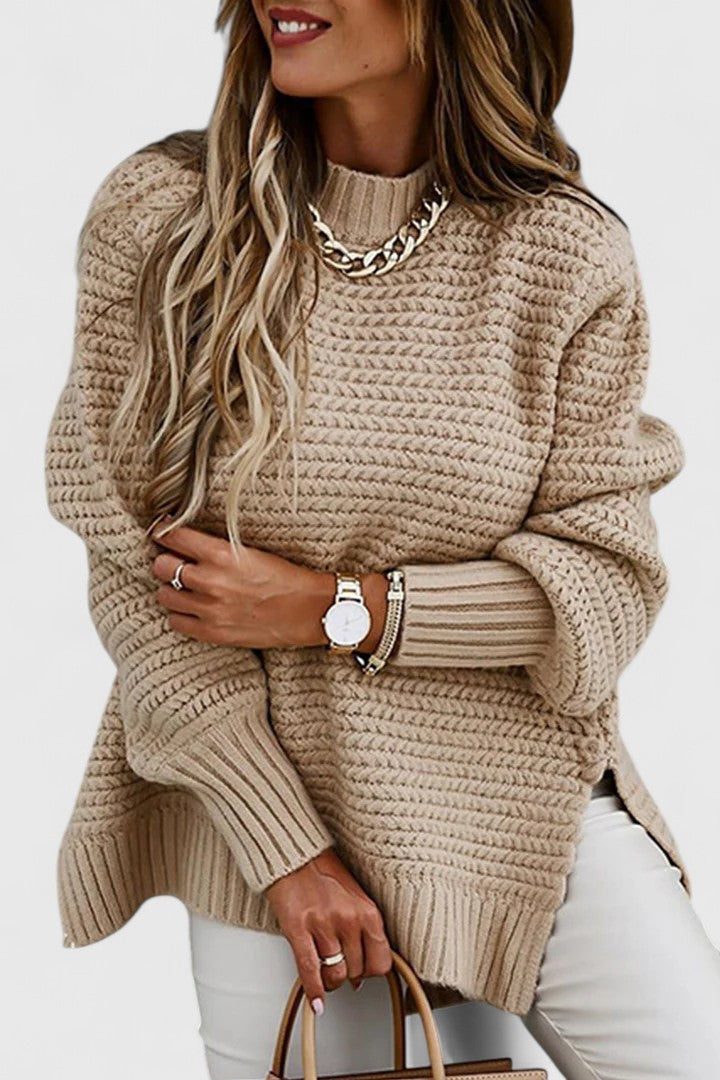 Arianne | Ribgebreide truiset met riem en colshirt voor dames