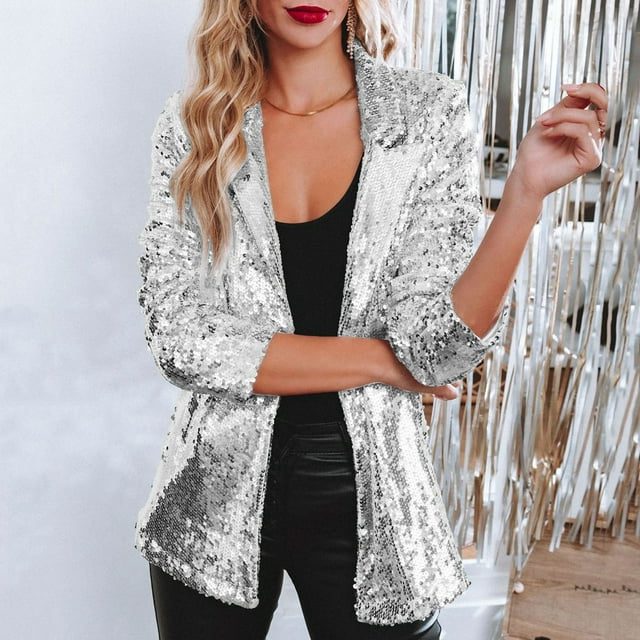 Avery | Getailleerde pailletten blazer met driekwartmouwen voor dames