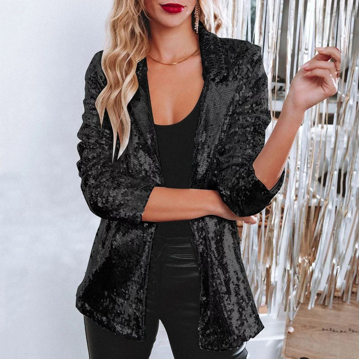 Avery | Getailleerde pailletten blazer met driekwartmouwen voor dames