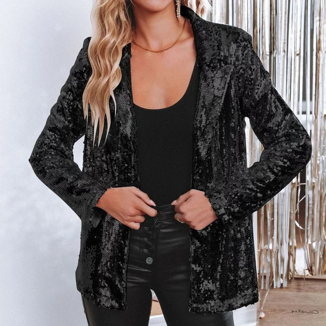 Avery | Getailleerde pailletten blazer met driekwartmouwen voor dames