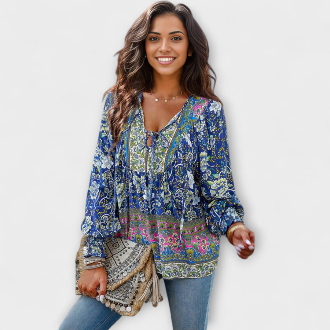 Melodie - Bohemian V-hals Top met Bindfront