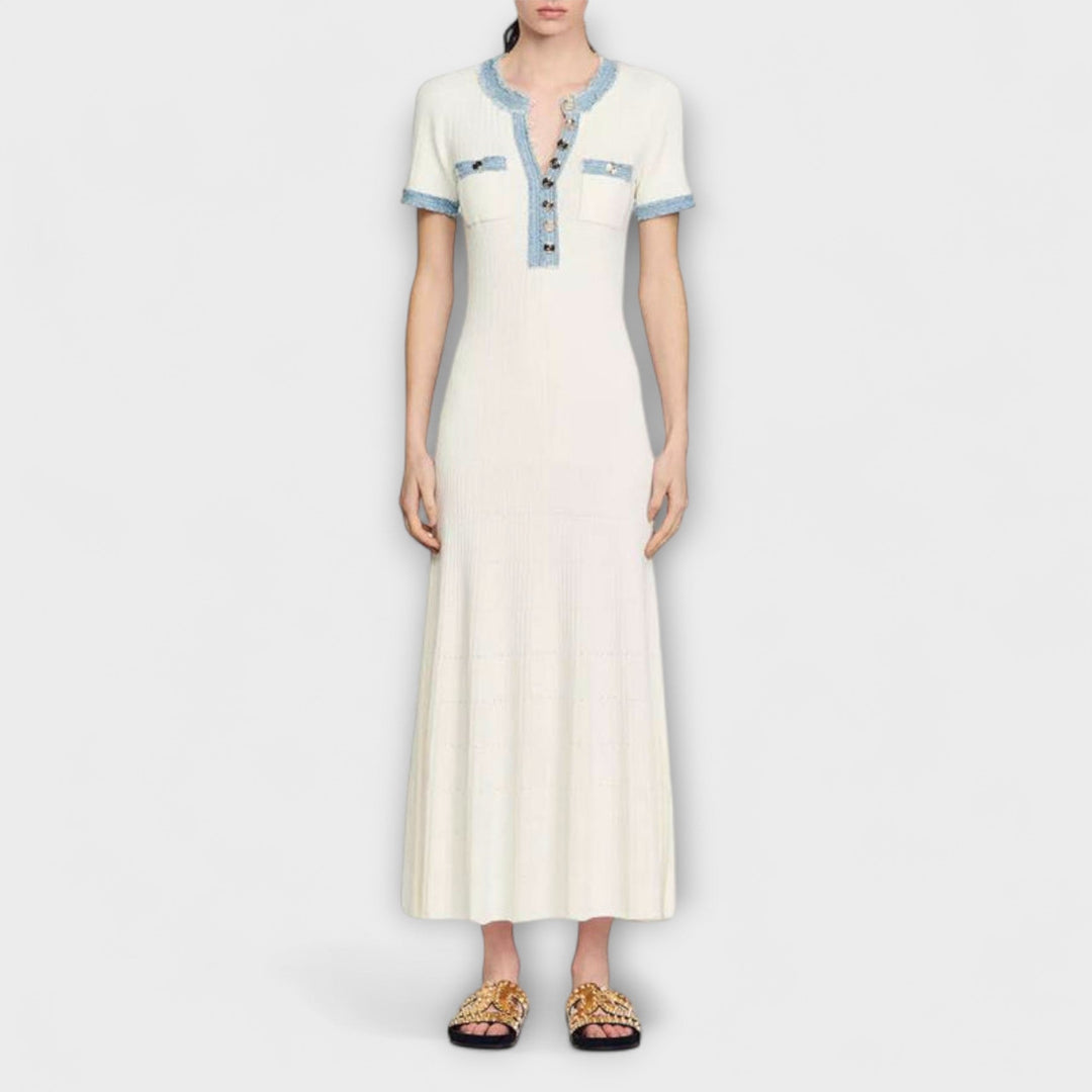 Alecia - Gestructureerde Maxi-jurk
