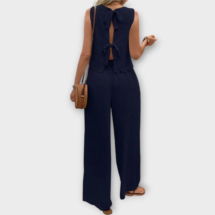 Valeria - Vest met Bloemblaadjesrand & Lange Broek