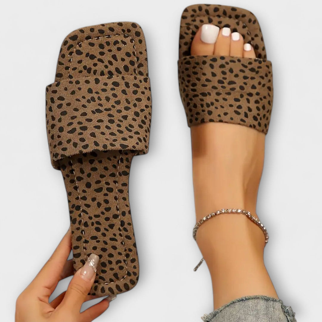 Platte Slippers met Luipaardprint
