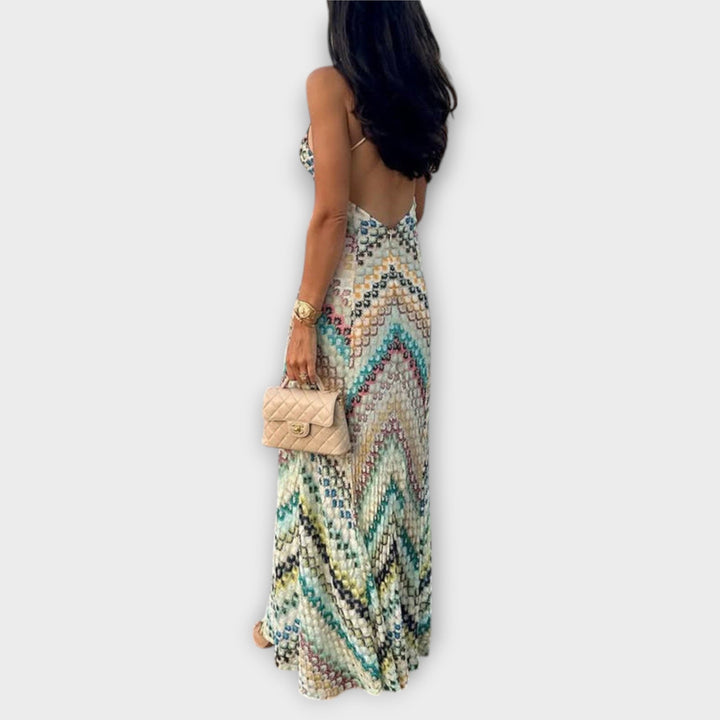 Remi - Missoni Kleurrijk Visgraatpatroon Maxijurk