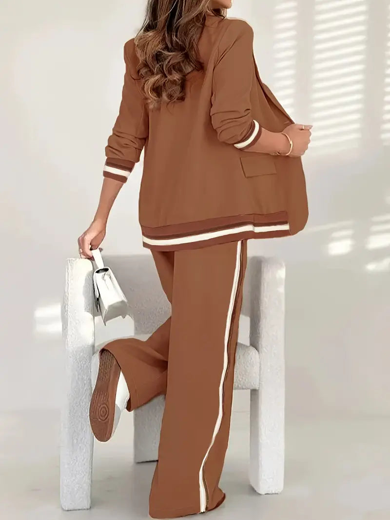 Edmee | Set met blazer en wijde broek met streepdetails voor dames