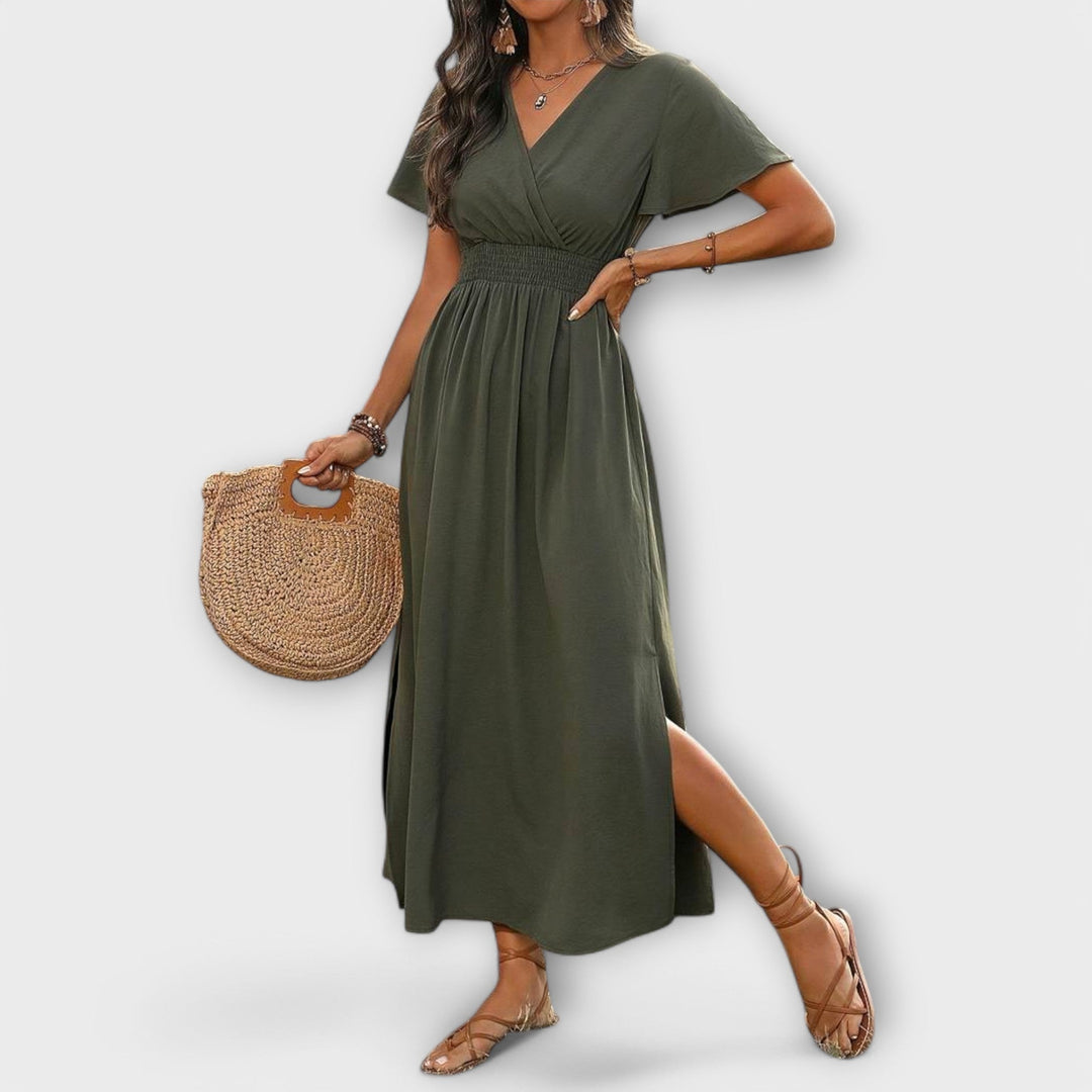 Heather - Elegante Boho jurk met V-hals en lange mouwen
